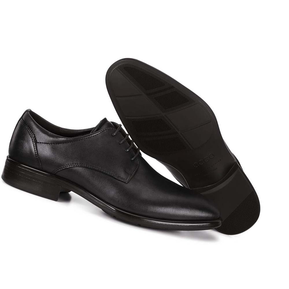 Men's Ecco Citytray Plain Toe Dress Shoes Black | USA 512XYU